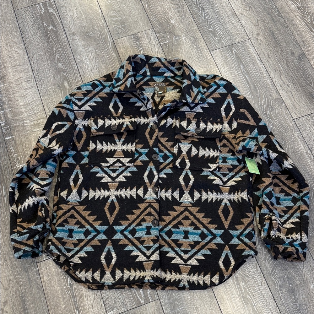 Roper Multicolor Geometric Pattern Shirt NWT - image 1